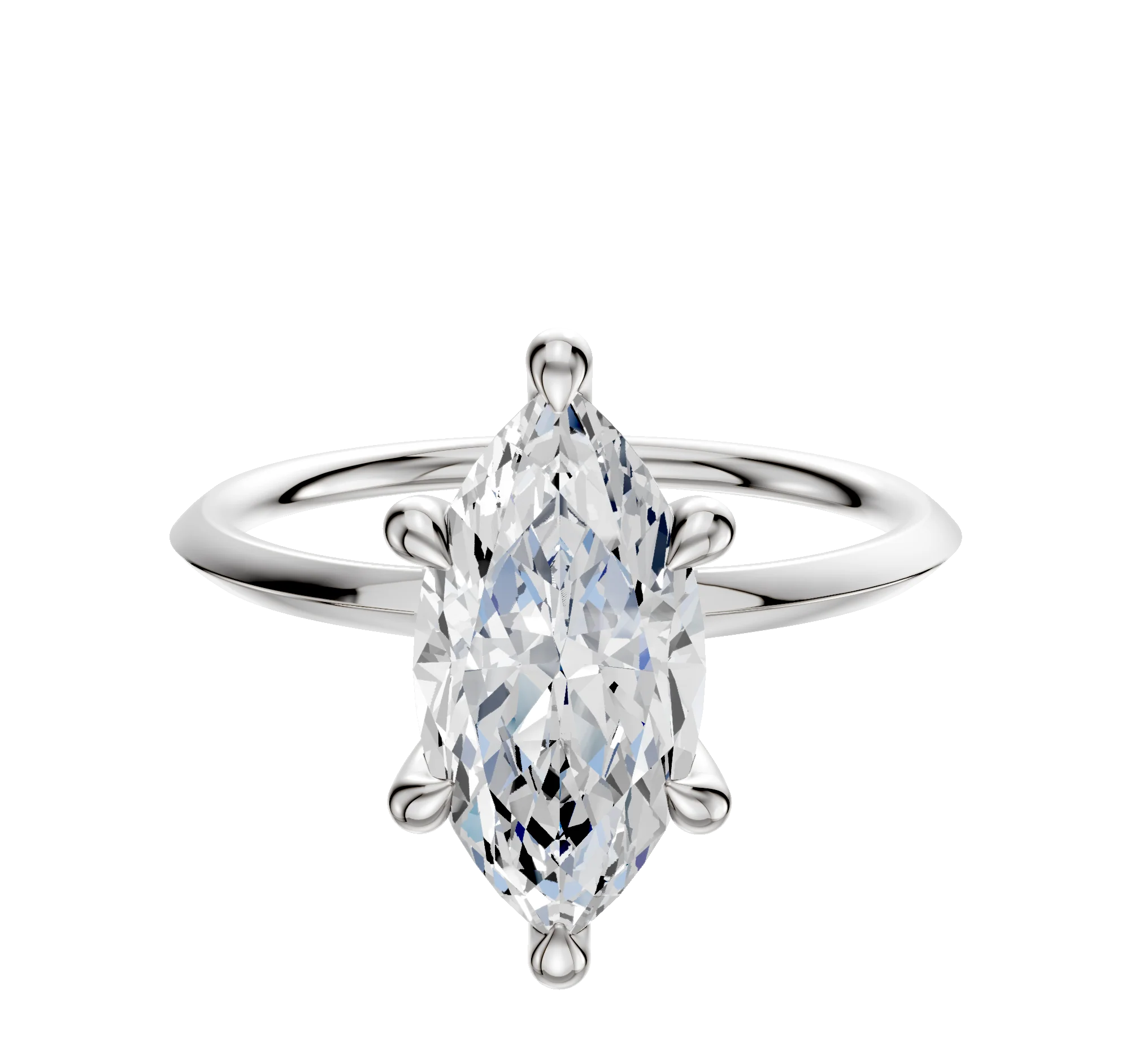 Platinum 6 Prong Hidden Halo Classic Knife Edge 1.5mm Engagement Ring