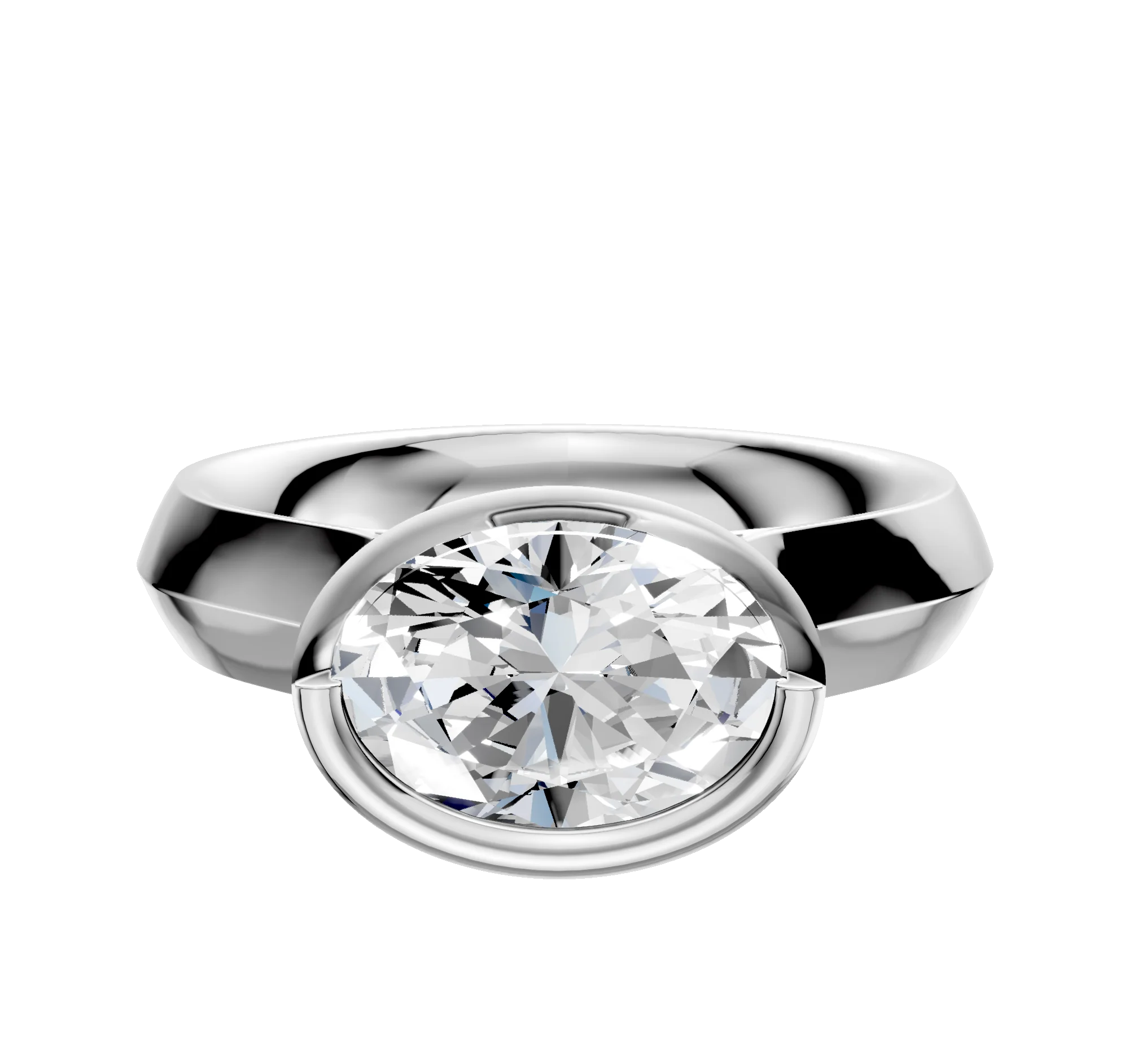 Platinum Bezel Full Bezel East/West Cathedral Knife Edge 4.0mm Engagement Ring