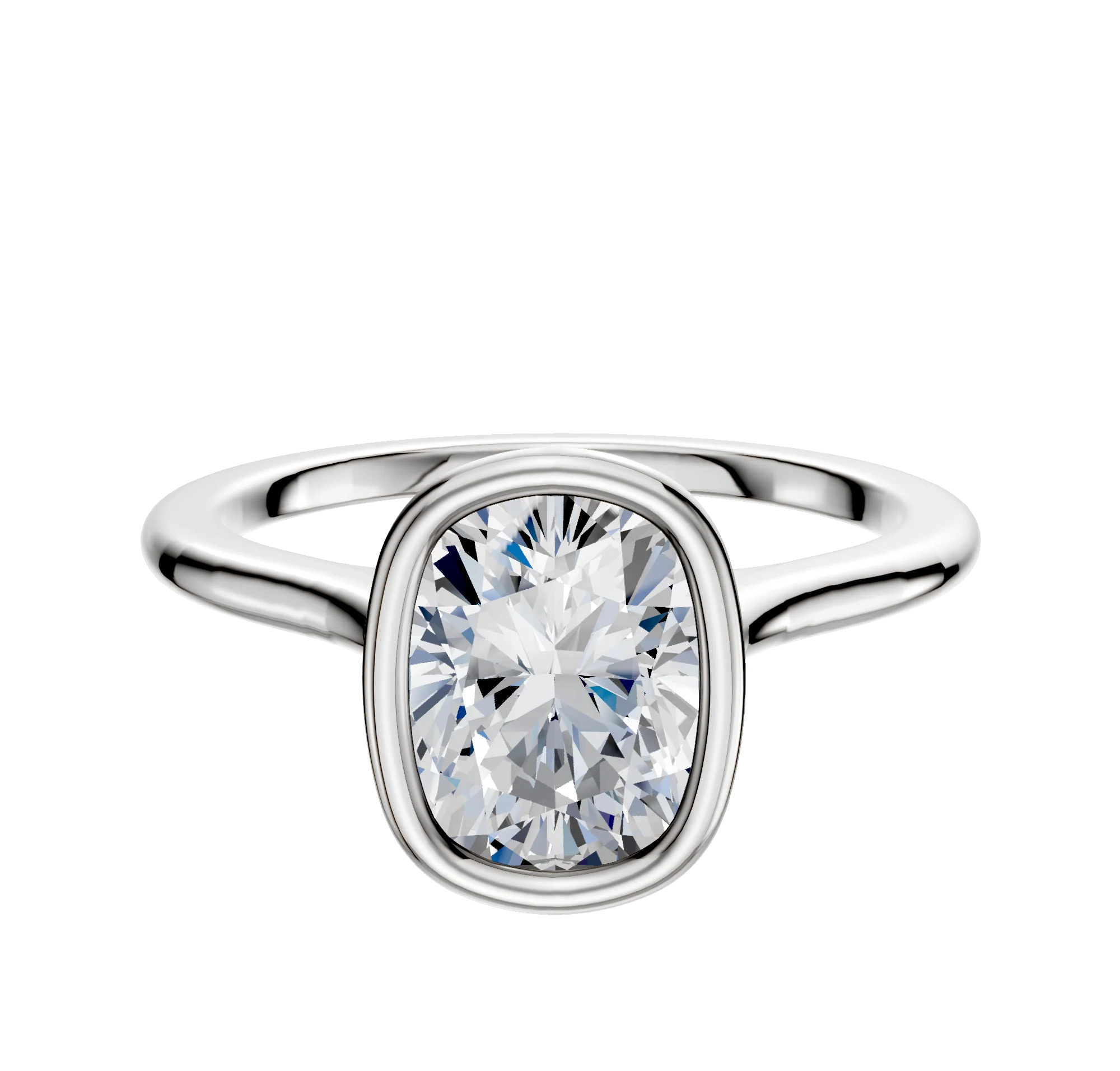 Platinum Bezel Full Bezel North/South Cathedral Dome 1.5mm Engagement Ring
