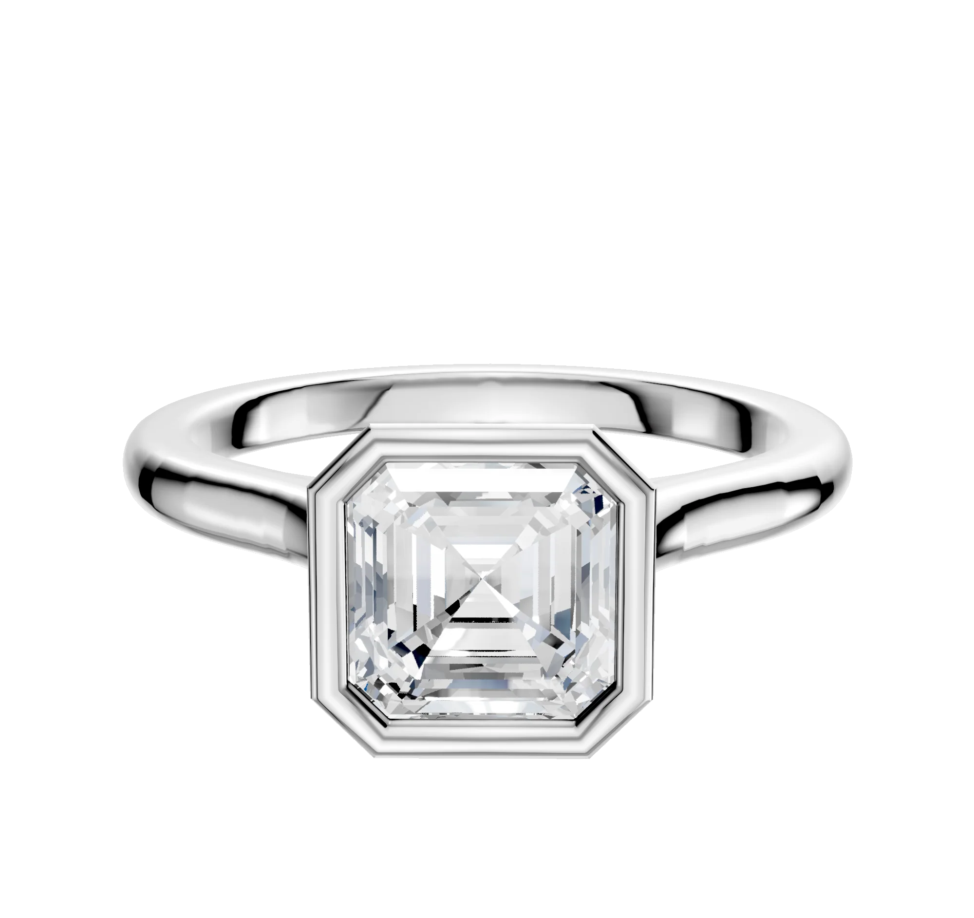Platinum Bezel Full Bezel North/South Cathedral Dome 2.0mm Engagement Ring