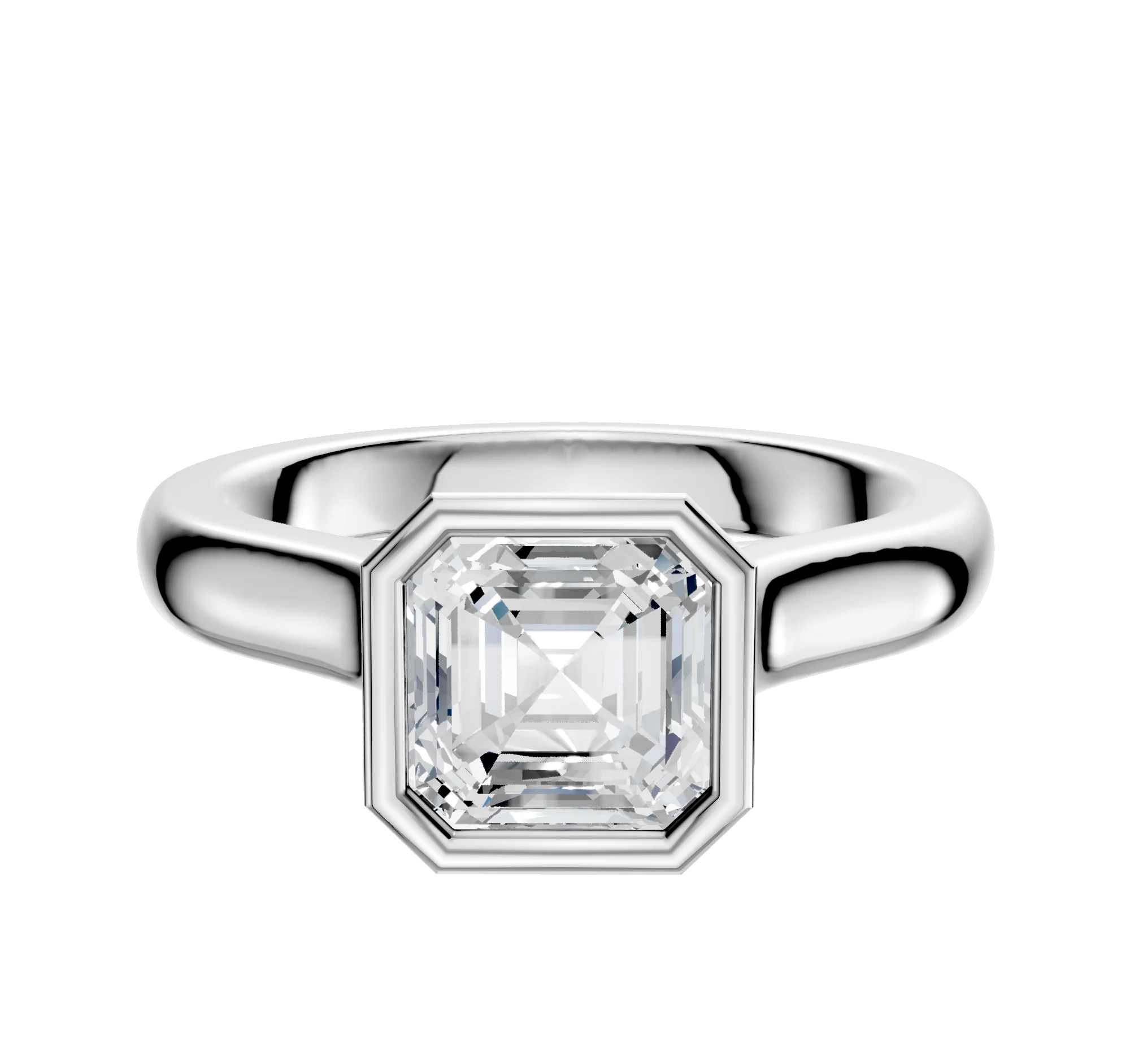 Platinum Bezel Full Bezel North/South Cathedral Dome 3.0mm Engagement Ring