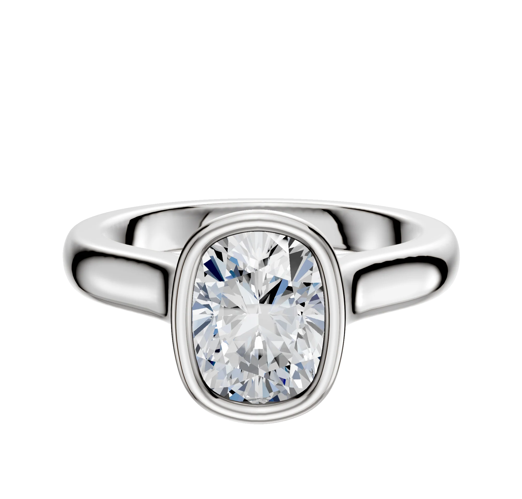 Platinum Bezel Full Bezel North/South Cathedral Dome 3.0mm Engagement Ring