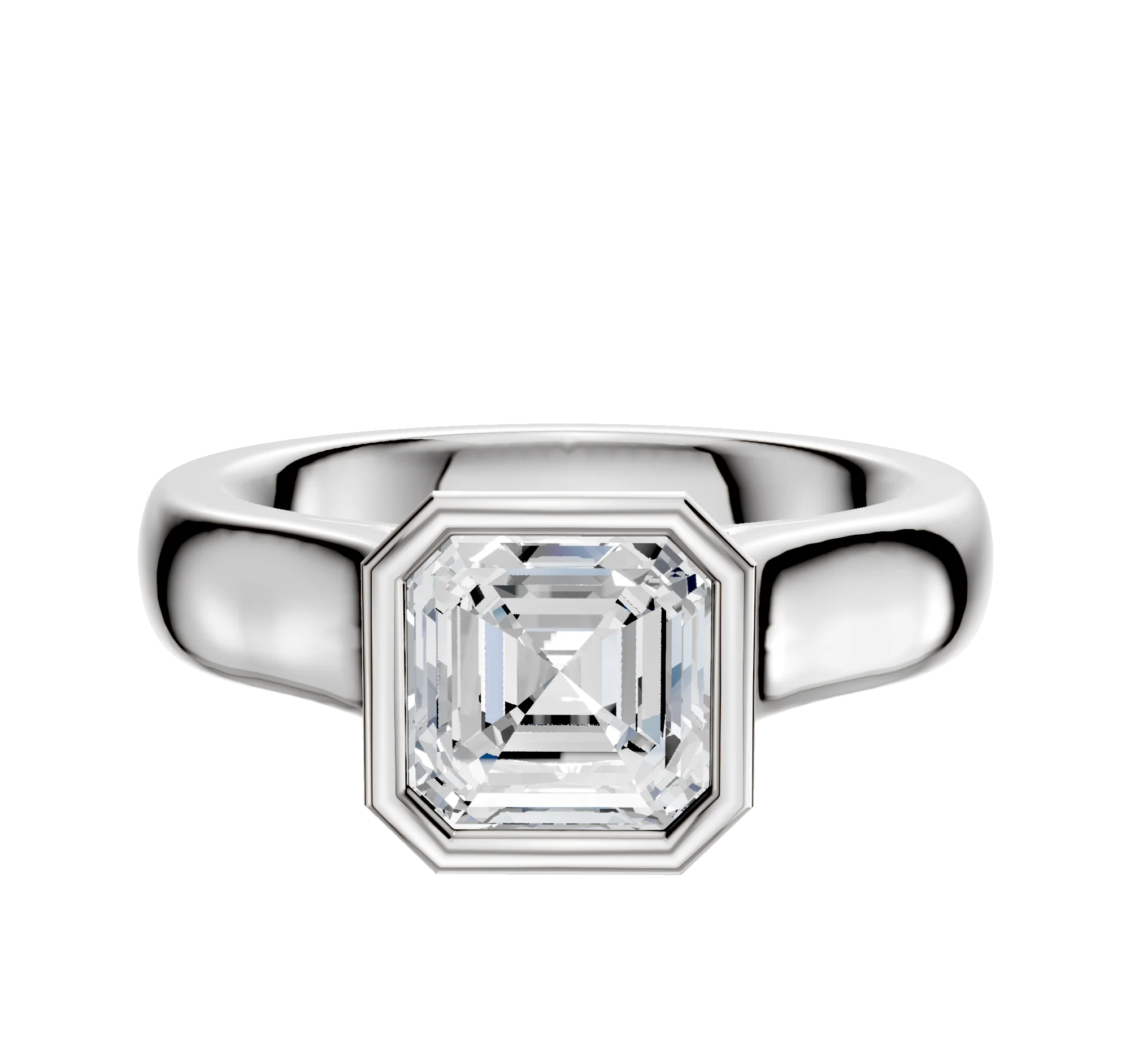 Platinum Bezel Full Bezel North/South Cathedral Dome 4.0mm Engagement Ring