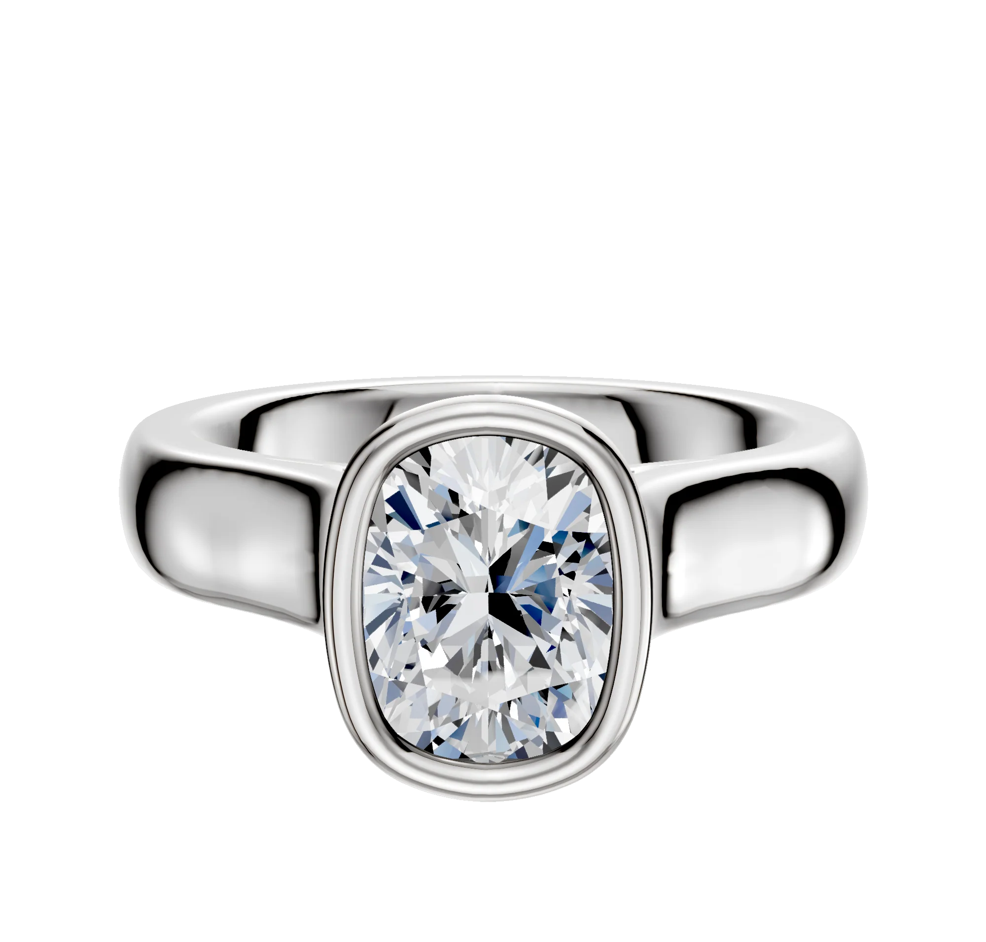 Platinum Bezel Full Bezel North/South Cathedral Dome 4.0mm Engagement Ring