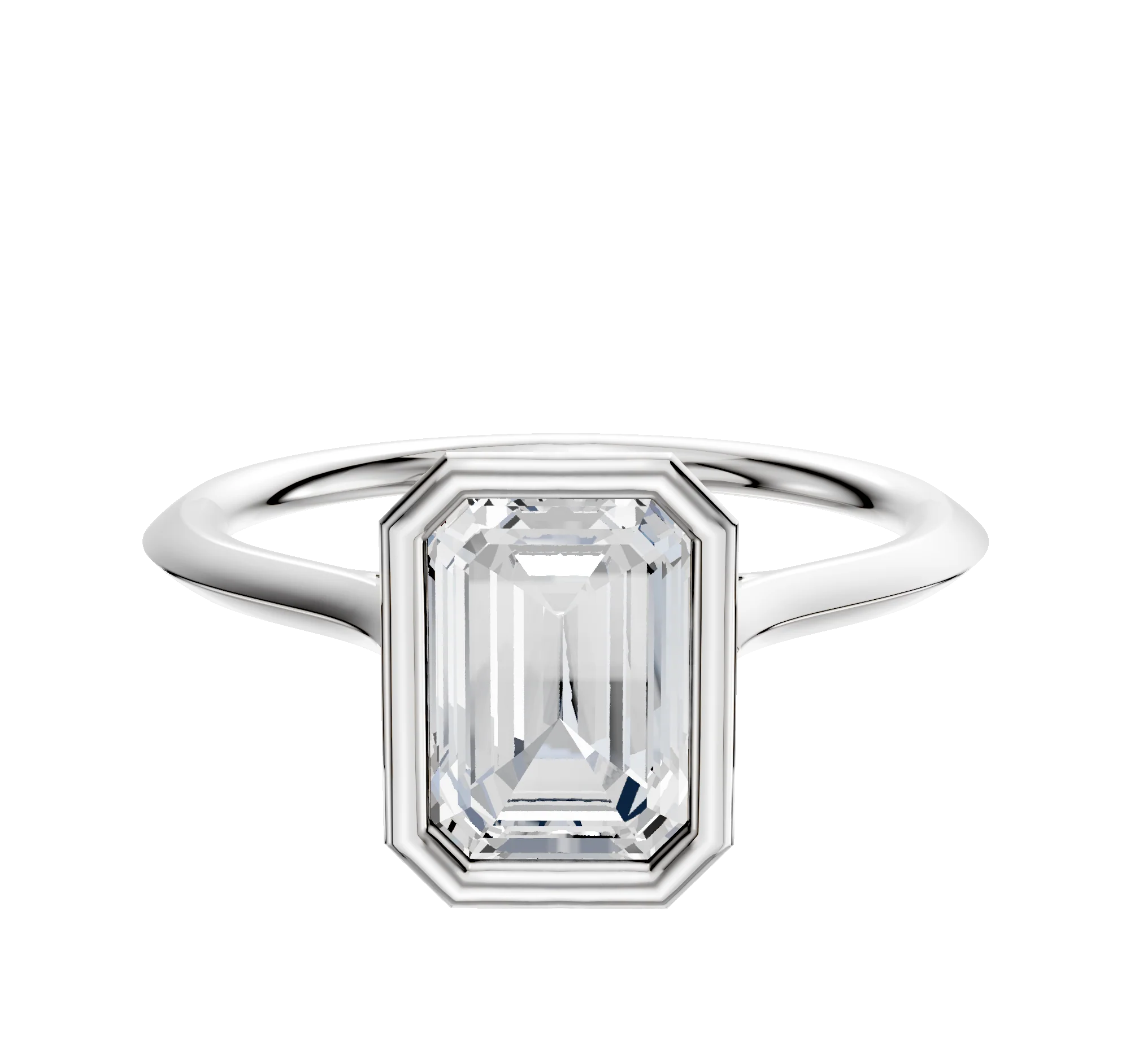 Platinum Bezel Full Bezel North/South Cathedral Knife Edge 1.5mm Engagement Ring