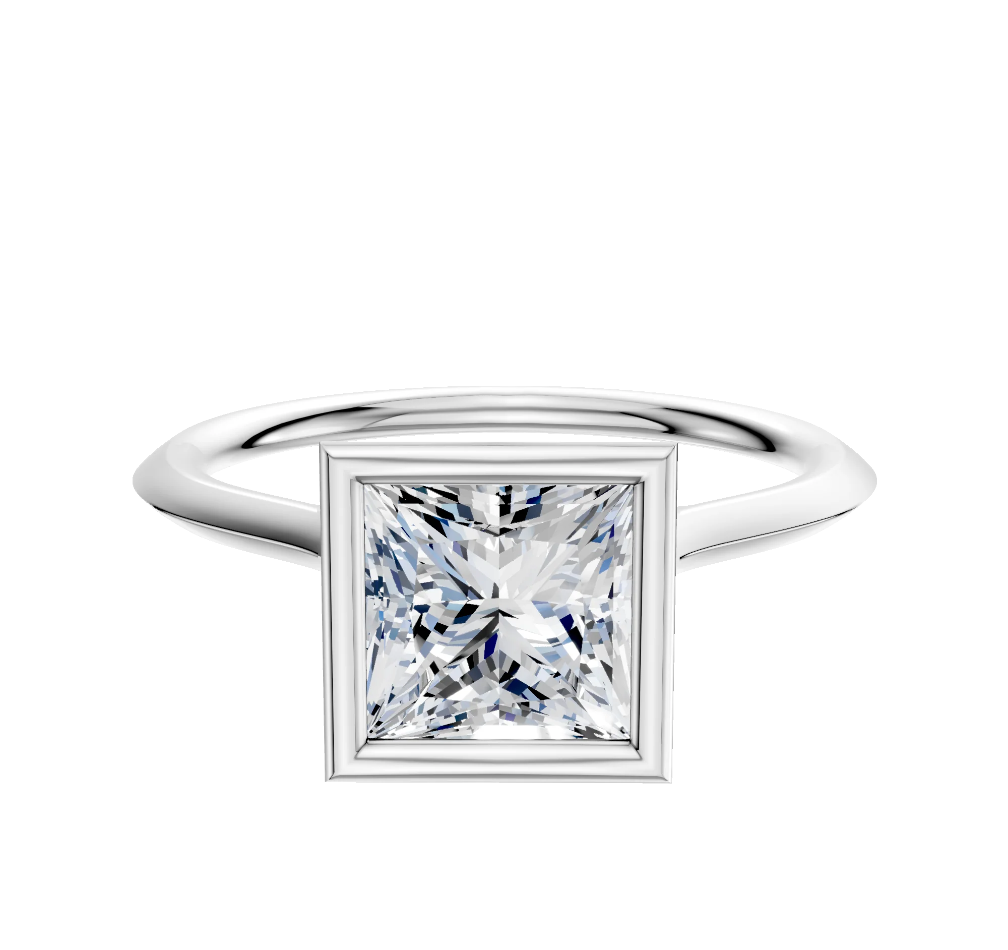 Platinum Bezel Full Bezel North/South Cathedral Knife Edge 1.5mm Engagement Ring