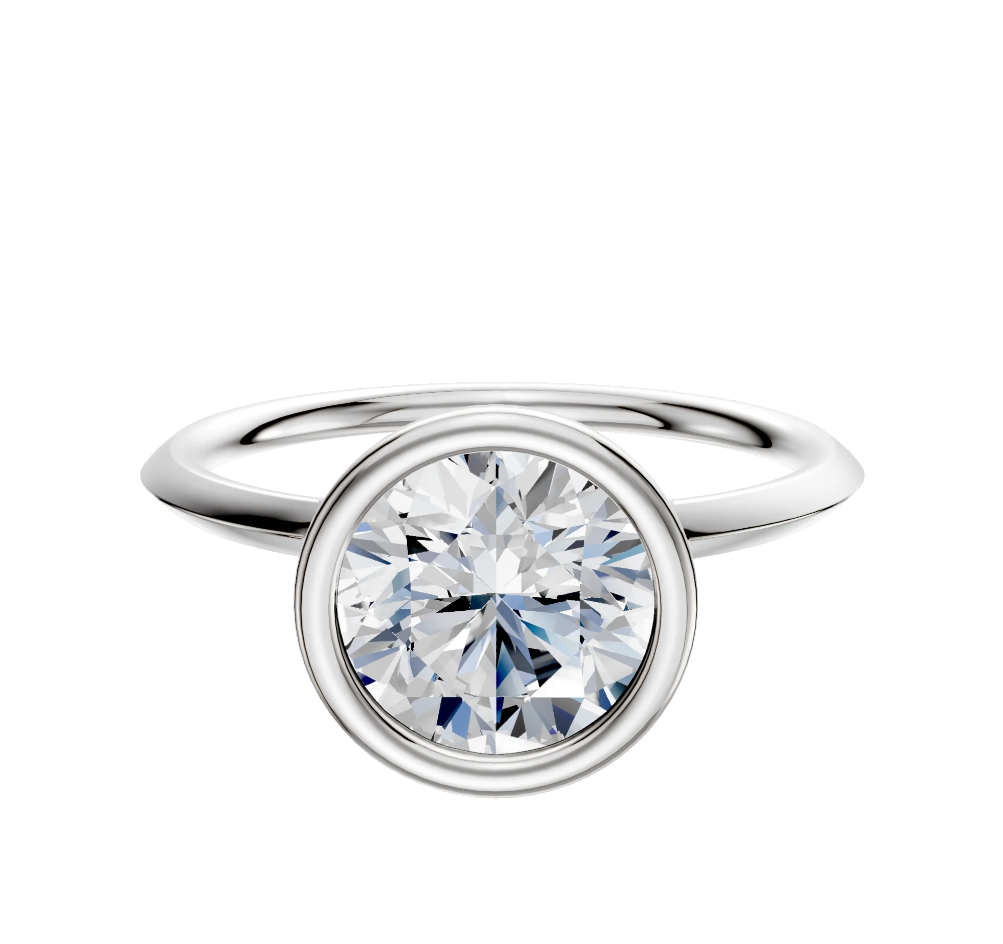 Platinum Bezel Full Bezel North/South Classic Knife Edge 1.5mm Engagement Ring