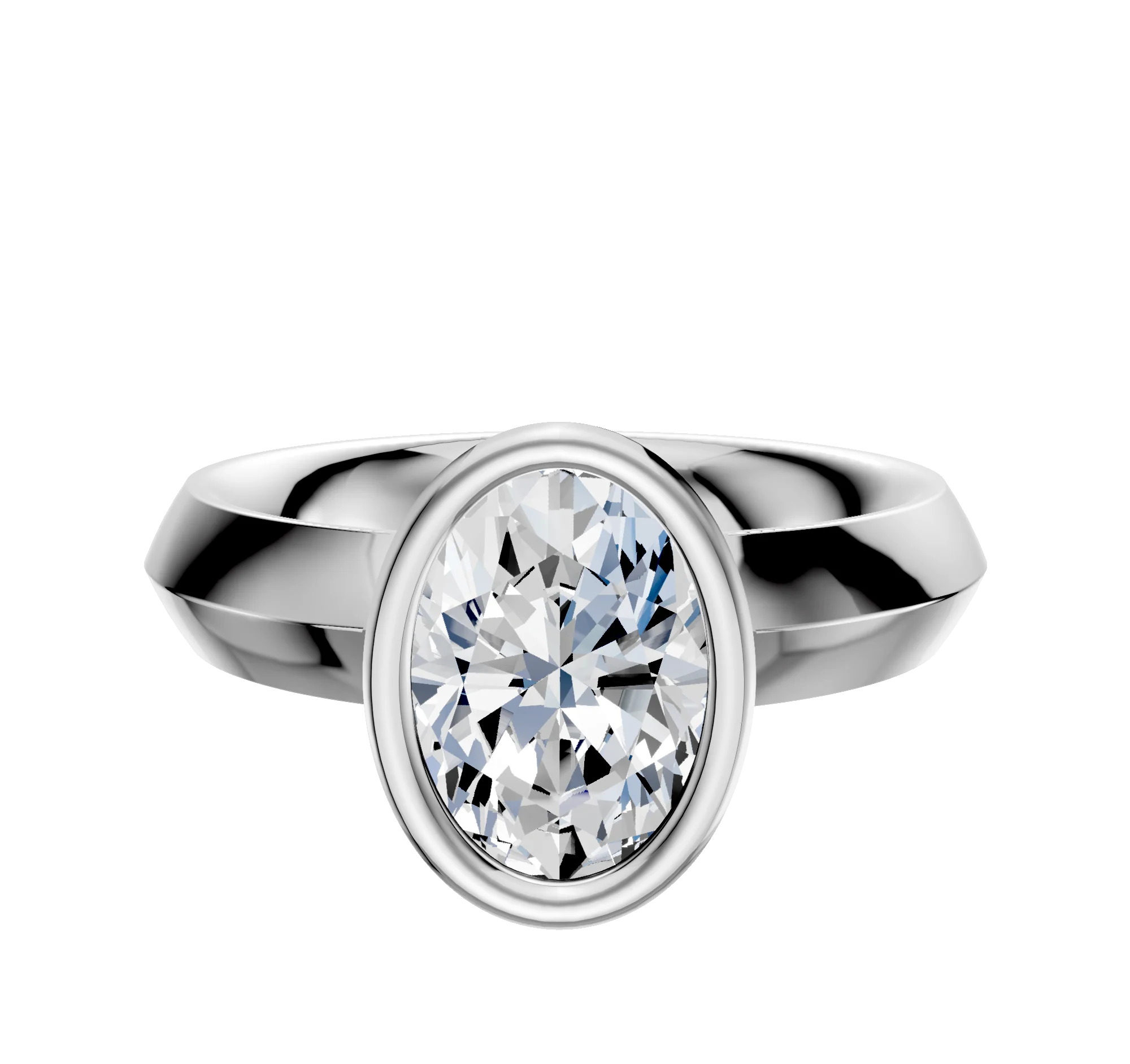 Platinum Bezel Full Bezel North/South Classic Knife Edge 4.0mm Engagement Ring