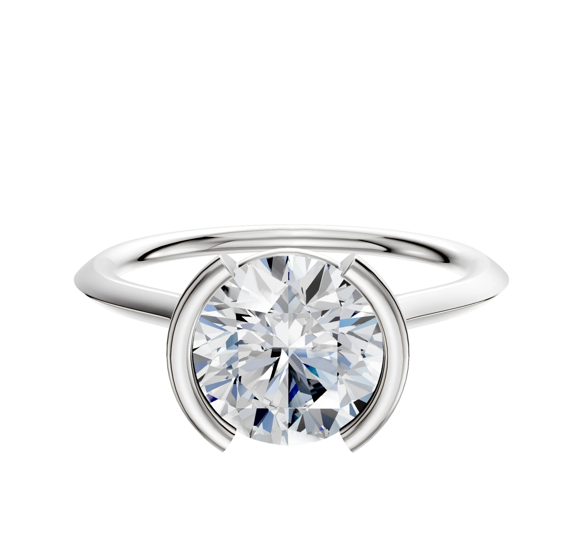 Platinum Bezel Half Bezel North/South Cathedral Knife Edge 1.5mm Engagement Ring