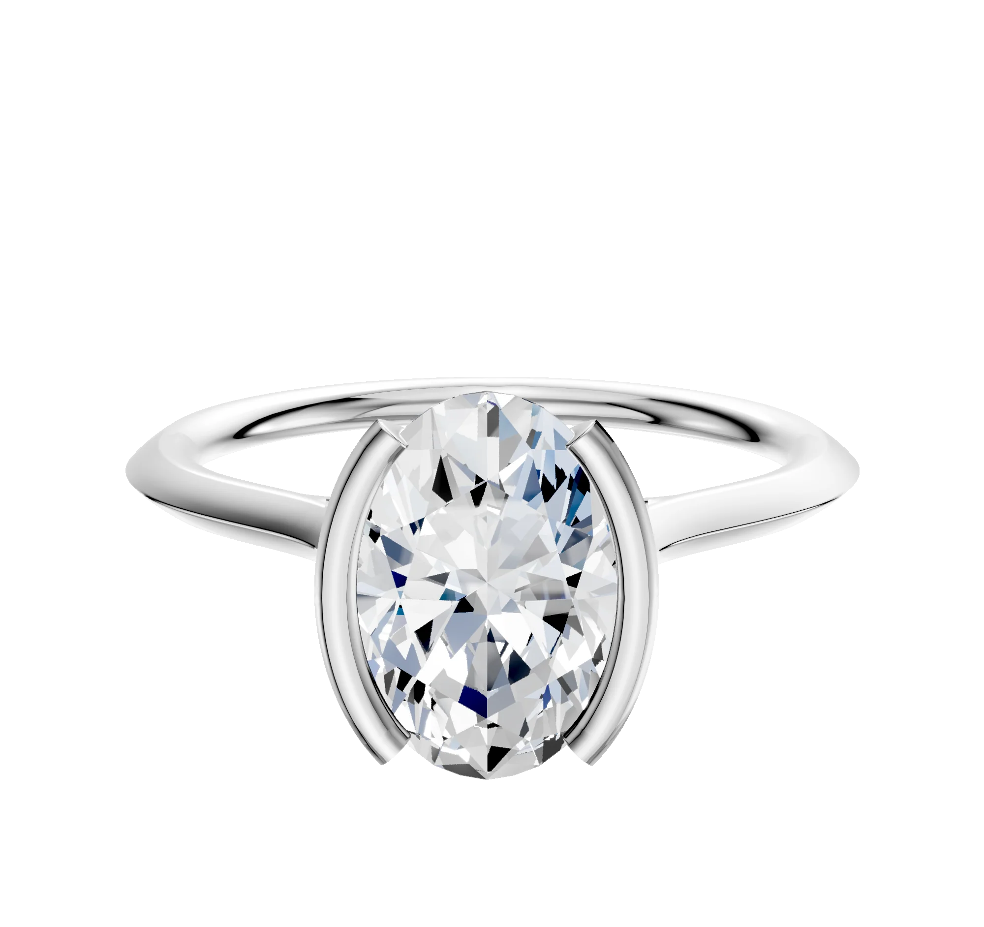 Platinum Bezel Half Bezel North/South Cathedral Knife Edge 1.5mm Engagement Ring