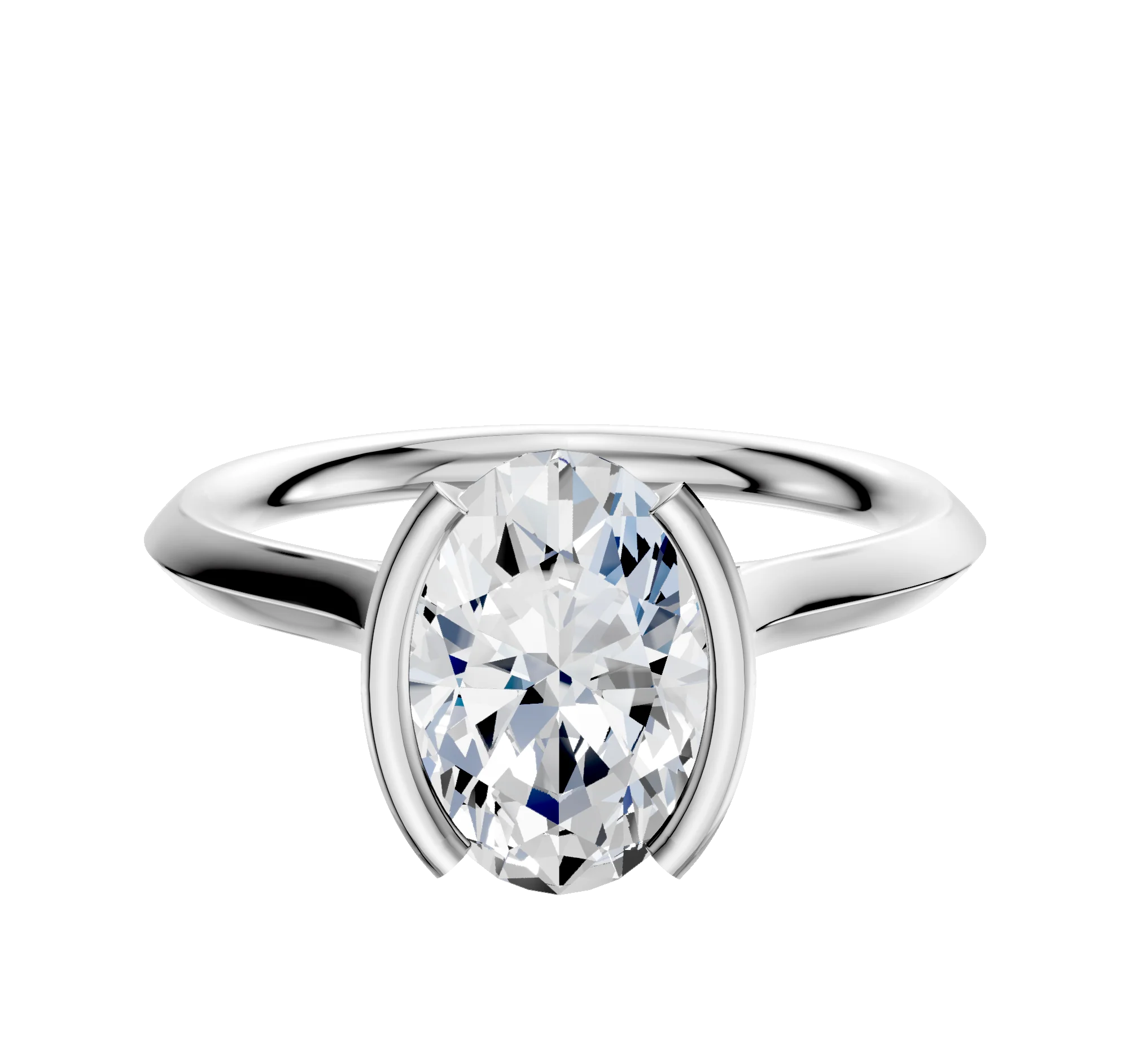 Platinum Bezel Half Bezel North/South Cathedral Knife Edge 2.0mm Engagement Ring