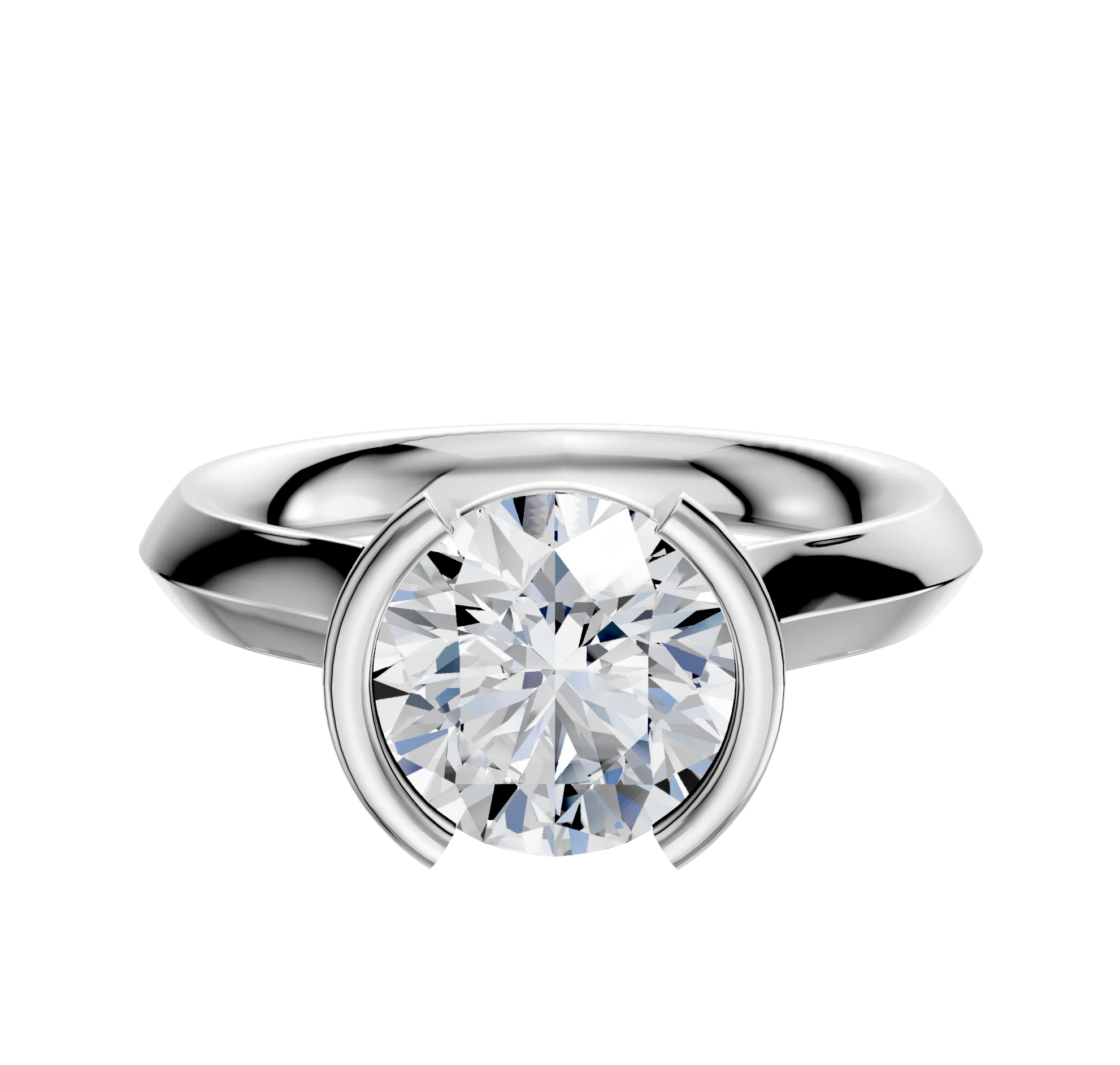Platinum Bezel Half Bezel North/South Cathedral Knife Edge 3.0mm Engagement Ring