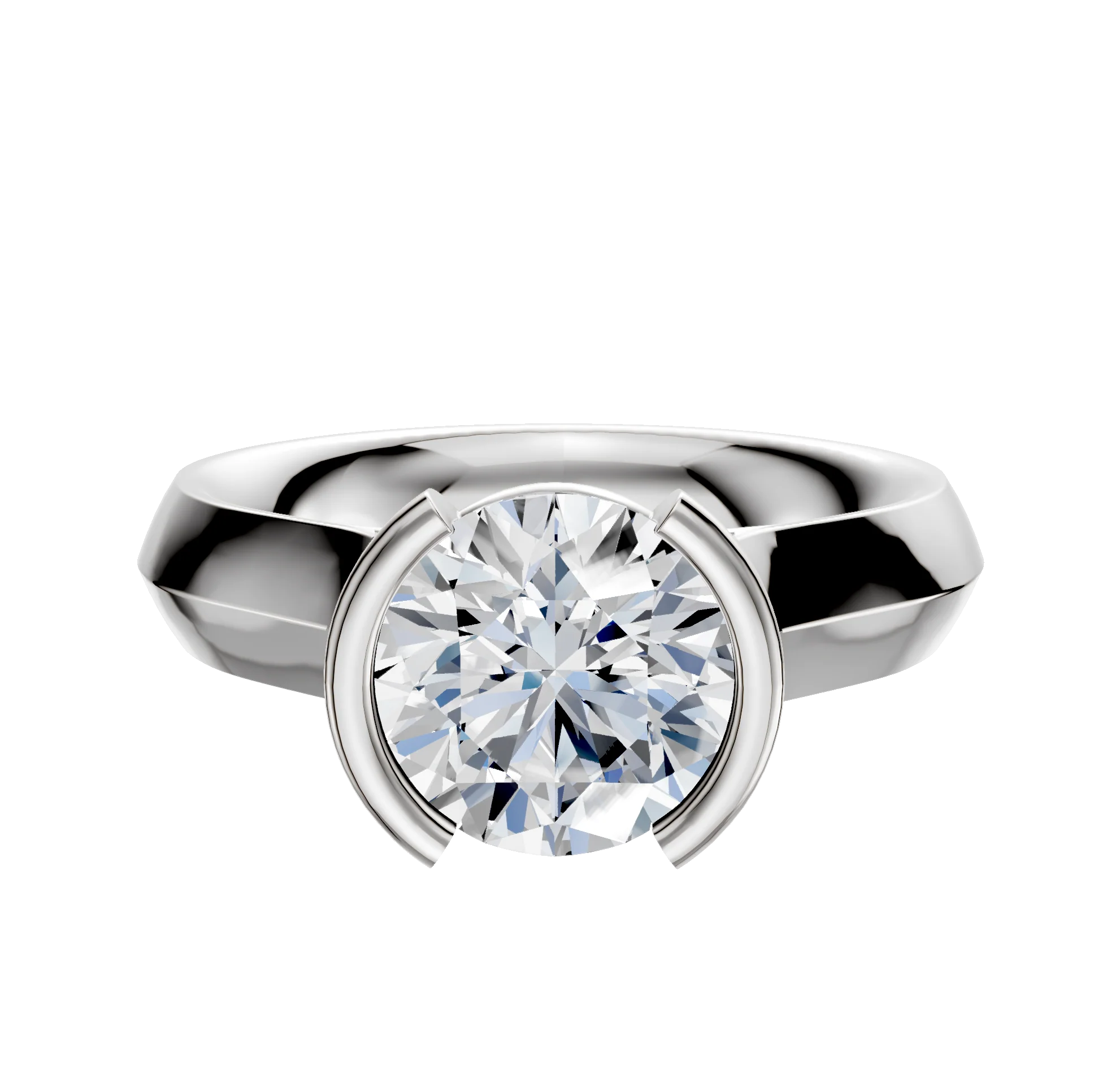 Platinum Bezel Half Bezel North/South Cathedral Knife Edge 4.0mm Engagement Ring