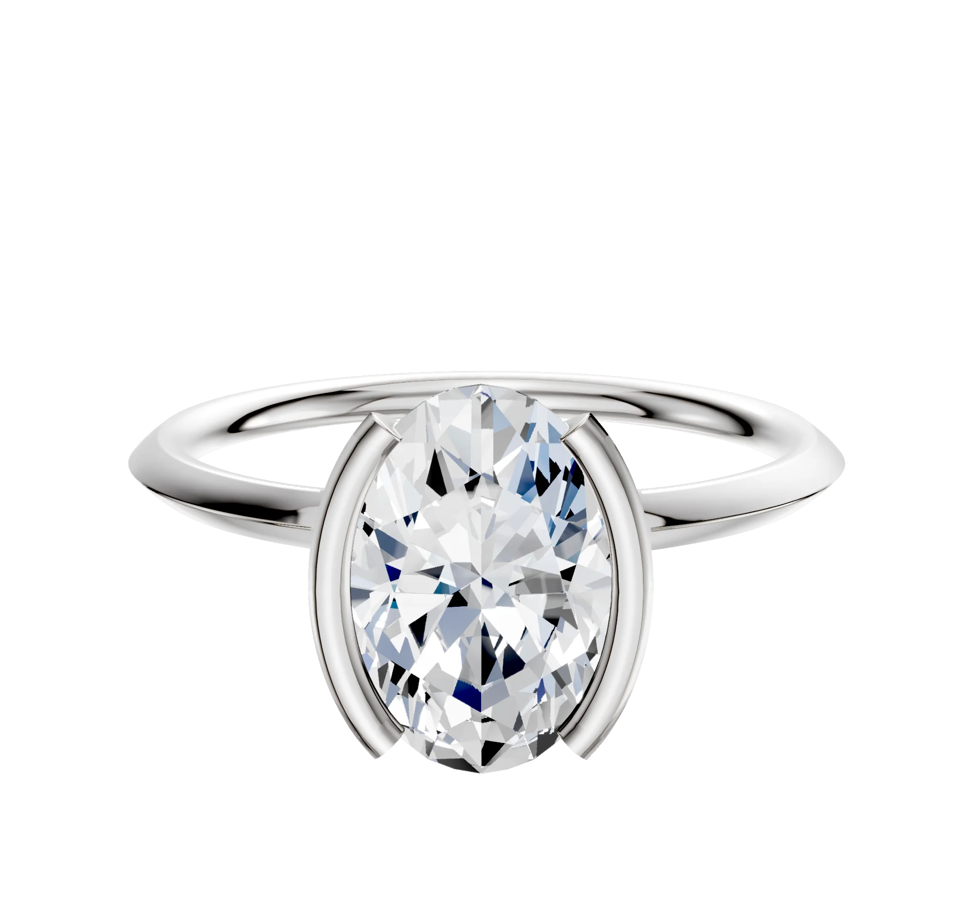 Platinum Bezel Half Bezel North/South Classic Knife Edge 1.5mm Engagement Ring
