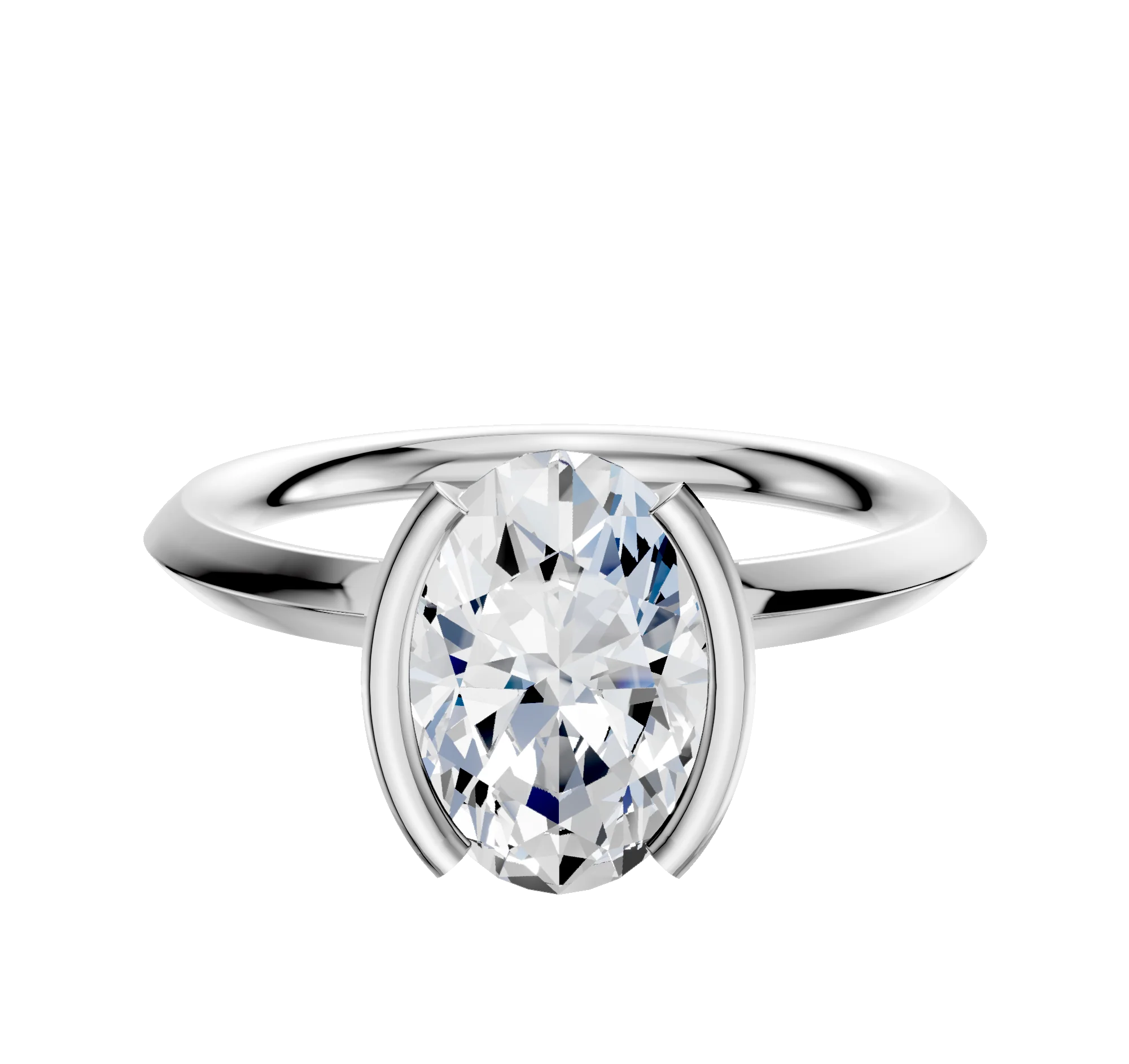 Platinum Bezel Half Bezel North/South Classic Knife Edge 2.0mm Engagement Ring