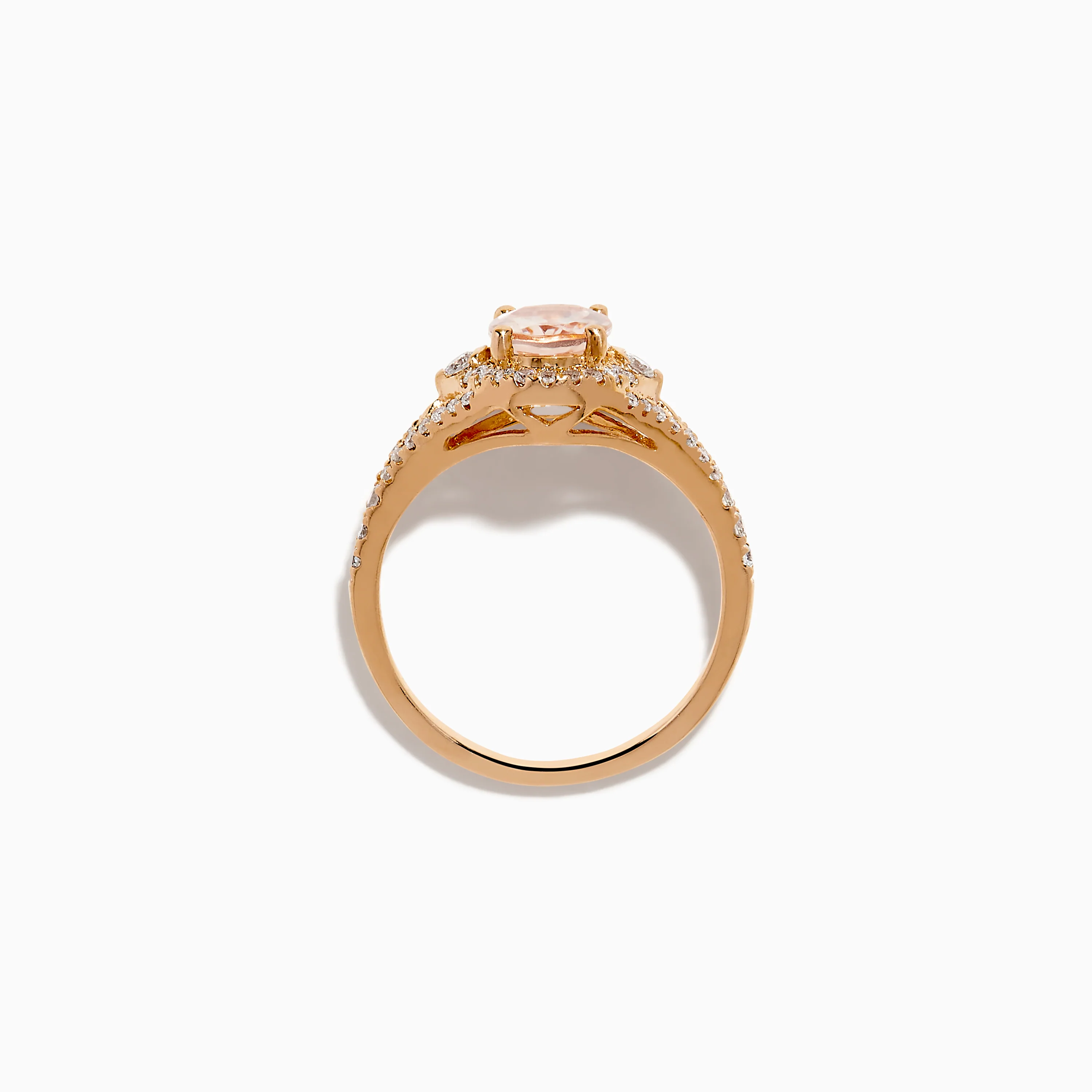 Rose Gold Morganite and Diamond Split Halo Ring - Image 3