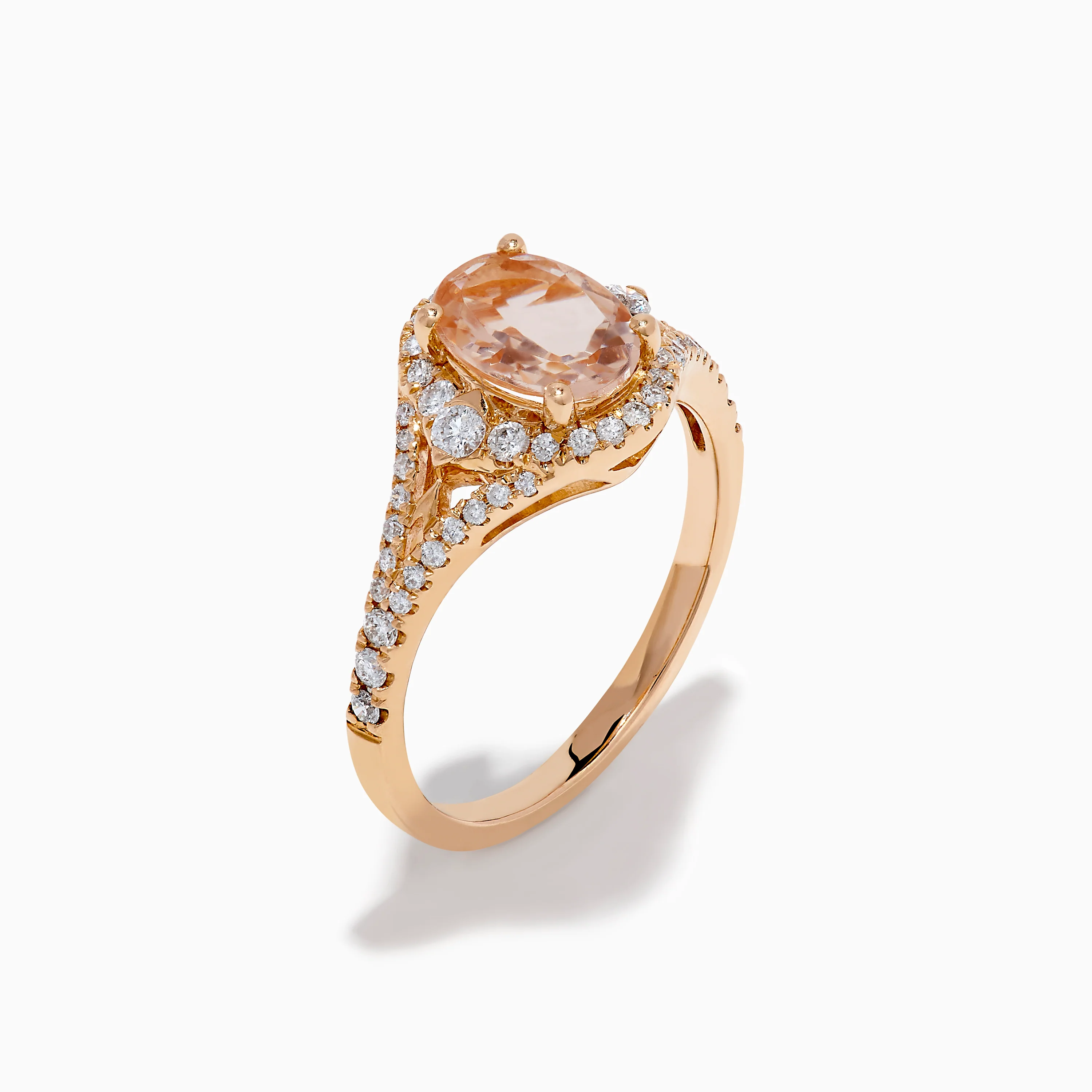 Rose Gold Morganite and Diamond Split Halo Ring - Image 4