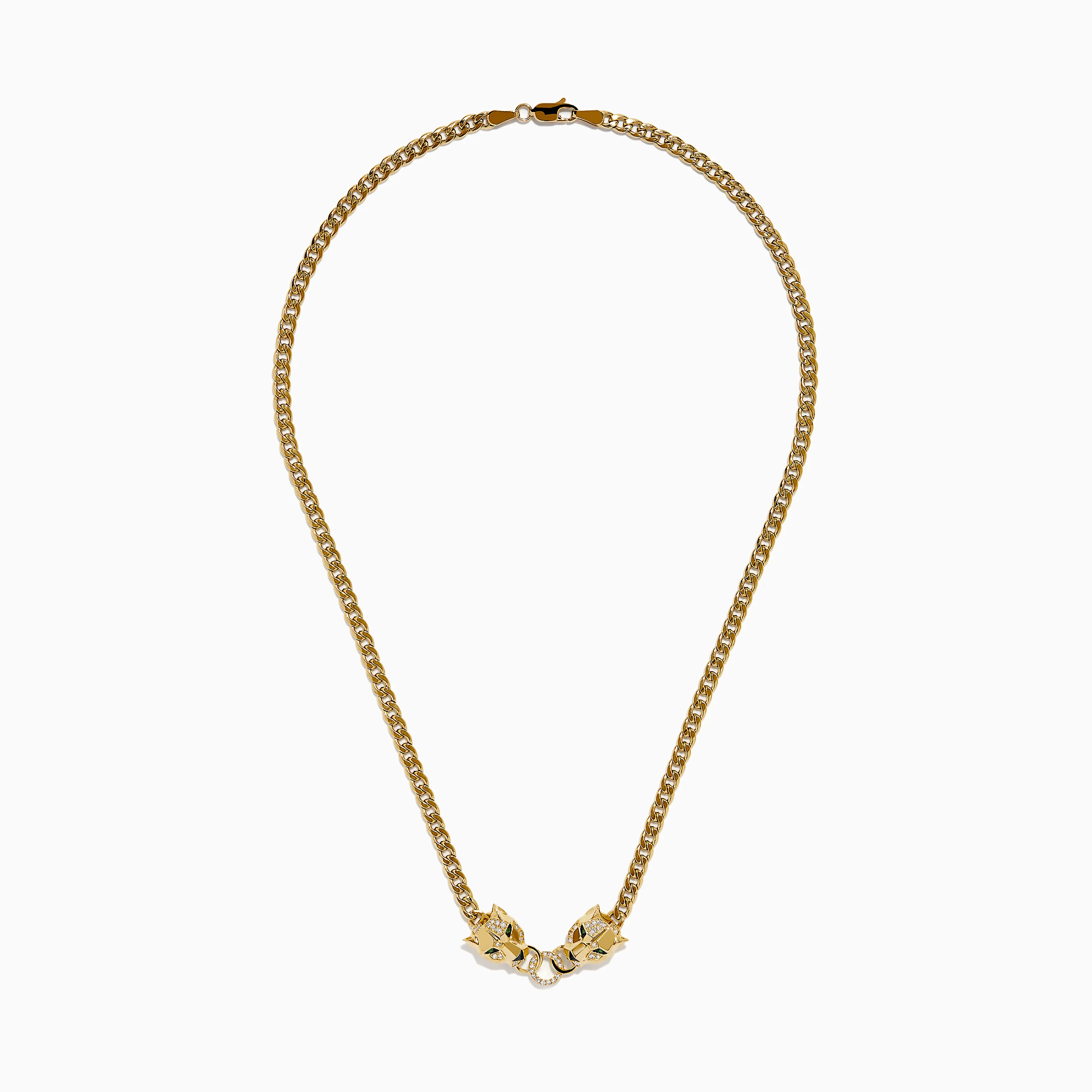 Signature 14K Yellow Gold Diamond and Tsavorite Panther Necklace - Image 3