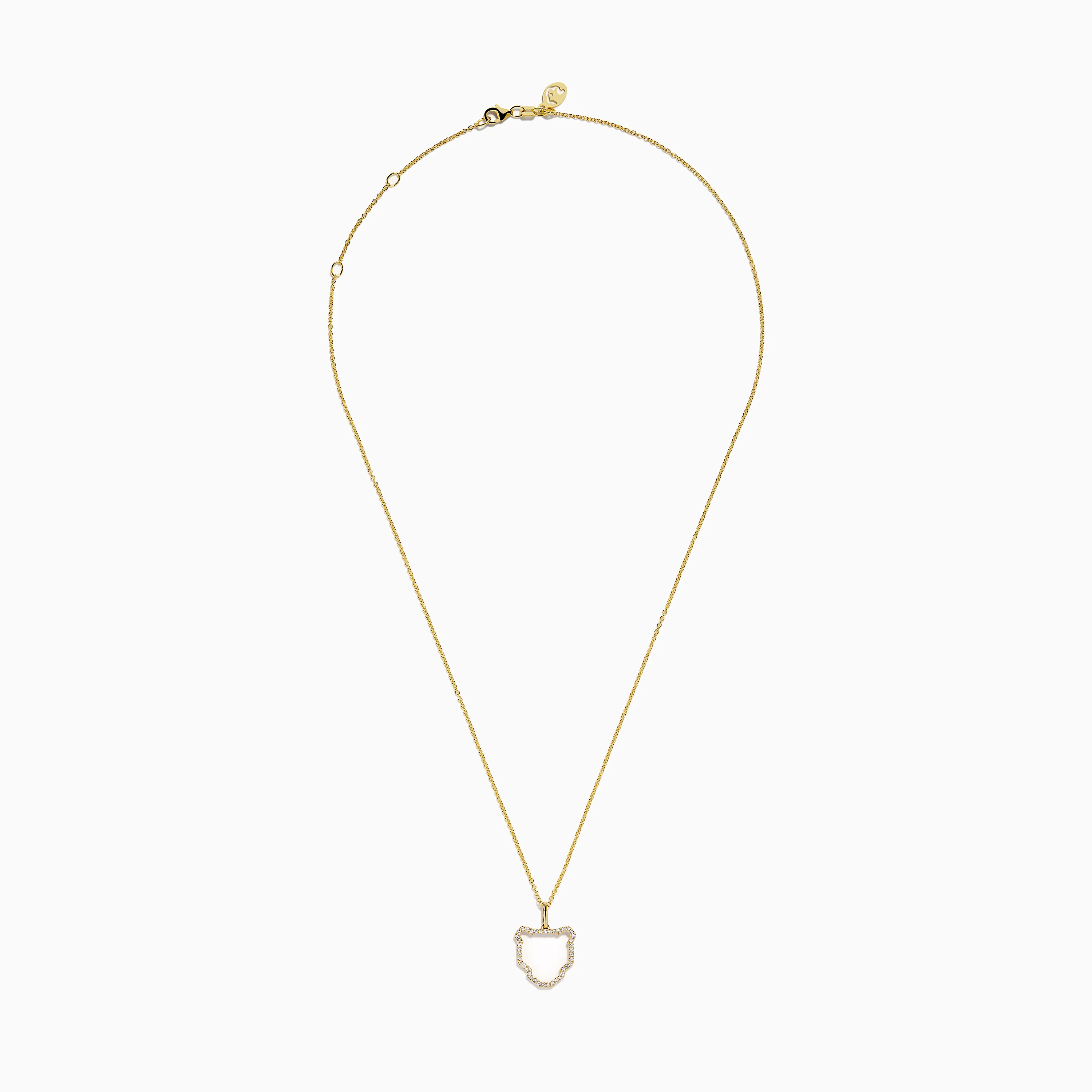 Signature 14K Yellow Gold Diamond Pave Panther Outline Pendant - Image 3