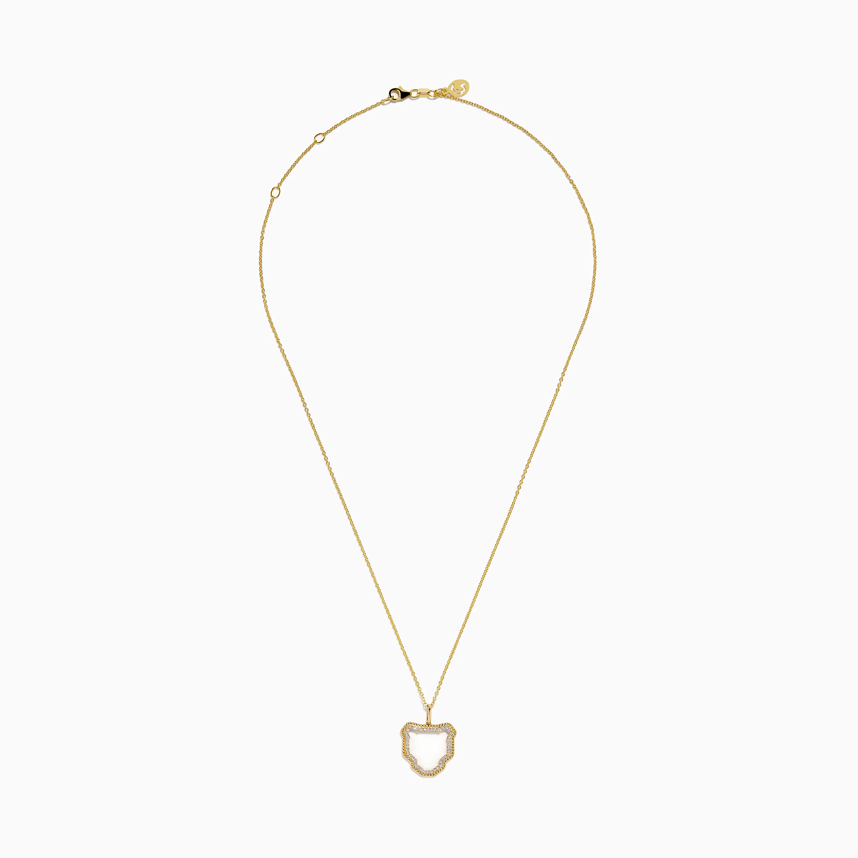 Signature 14K Yellow Gold Diamond Textured Panther Outline Pendant - Image 3