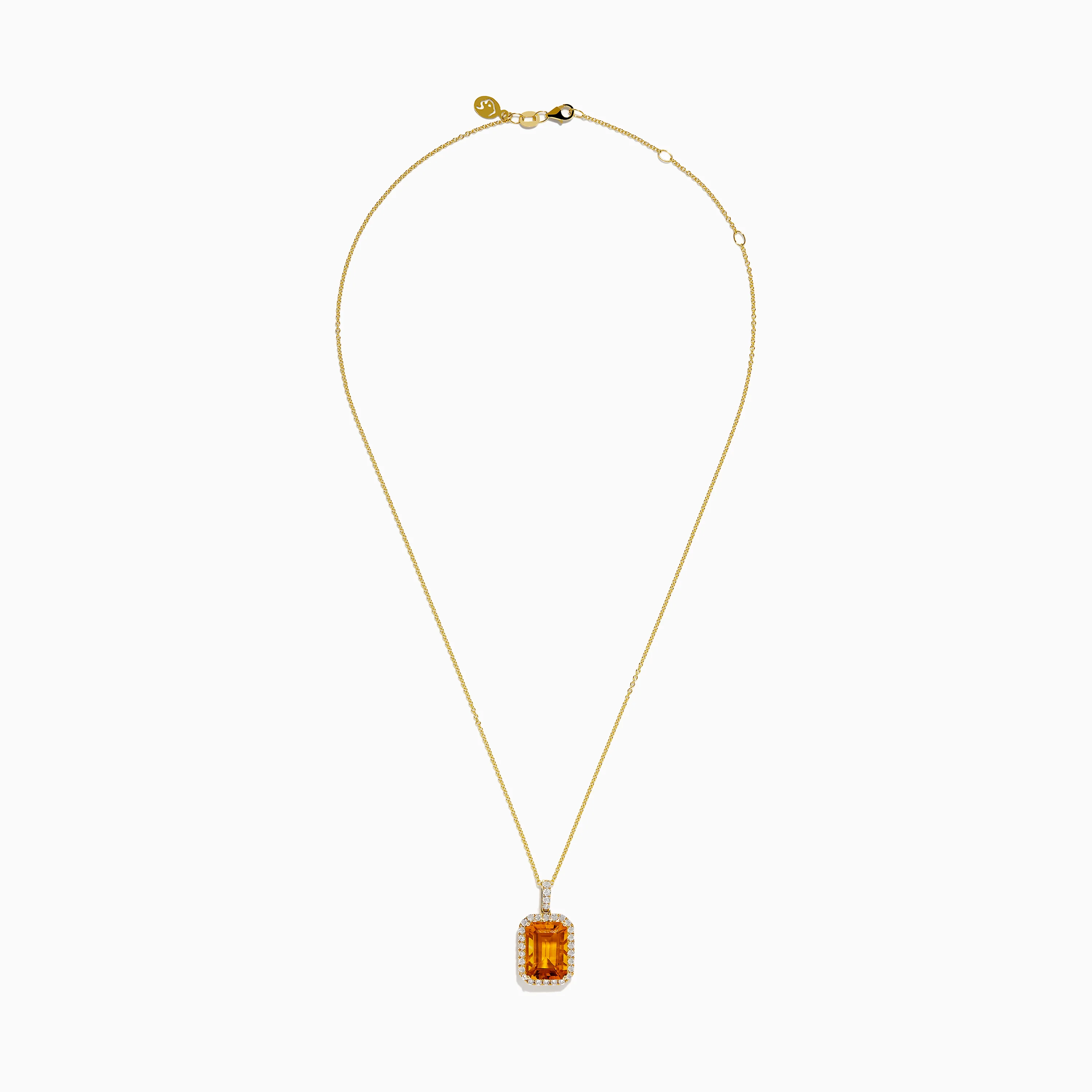 Sunset 14K Yellow Gold Citrine and Diamond Halo Pendant - Image 3