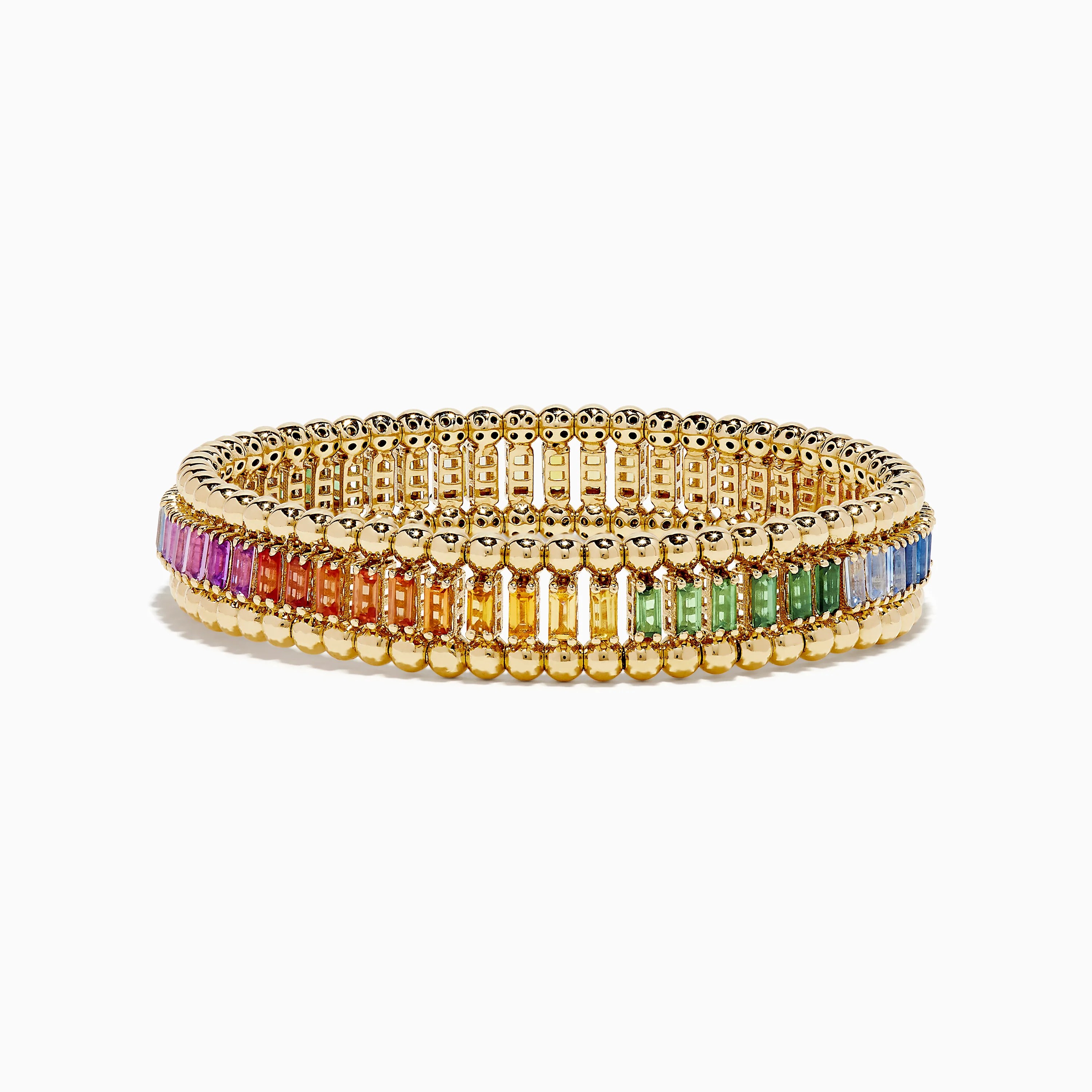 Watercolors 14K Yellow Gold Multi Sapphire Stretch Bracelet - Image 3
